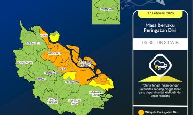 BMKG Terbitkan Peringatan Dini Cuaca 17 Februari 2026, Waspada Hujan Lebat Disertai Petir dan Angin Kencang