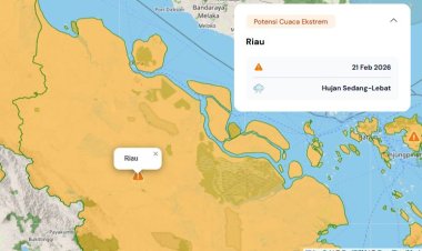 Prakiraan Cuaca Riau 21 Februari 2026, Masih Ada Potensi Hujan di Sebagian Wilayah Bumi Lancang Kuning pada Siang hingga Sore