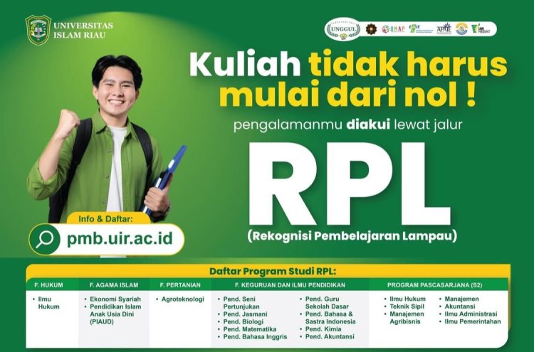 UIR Buka PMB Jalur RPL Untuk 20 Prodi, Berikut Daftarnya