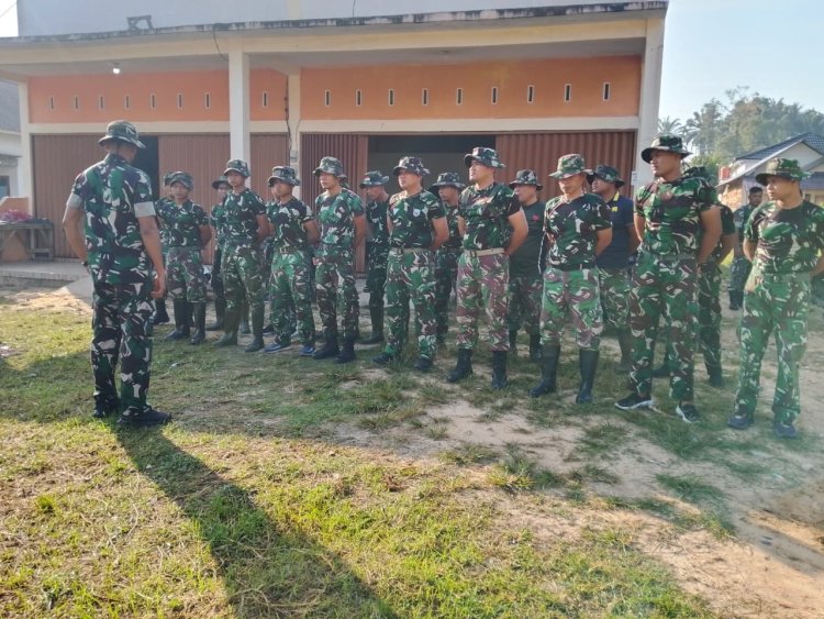 Satgas TMMD ke-127 Kodim 0301/Pekanbaru Gelar Apel Pagi, Dan SSK Tekankan Disiplin dan Kedekatan dengan Warga