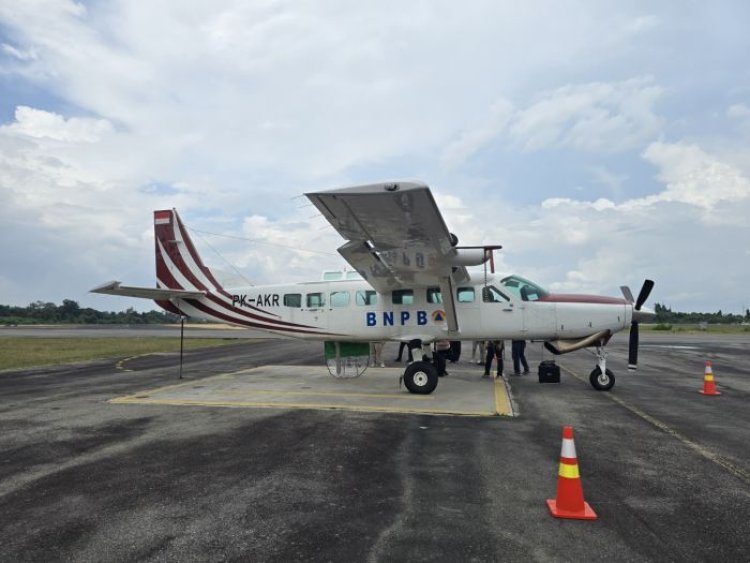 Pesawat Cessna Grand Caravan 208B Bantuan BNPB Tiba di Pekanbaru, Semai Garam di Pesisir Timur Riau untuk Operasi Modifikasi Cuaca