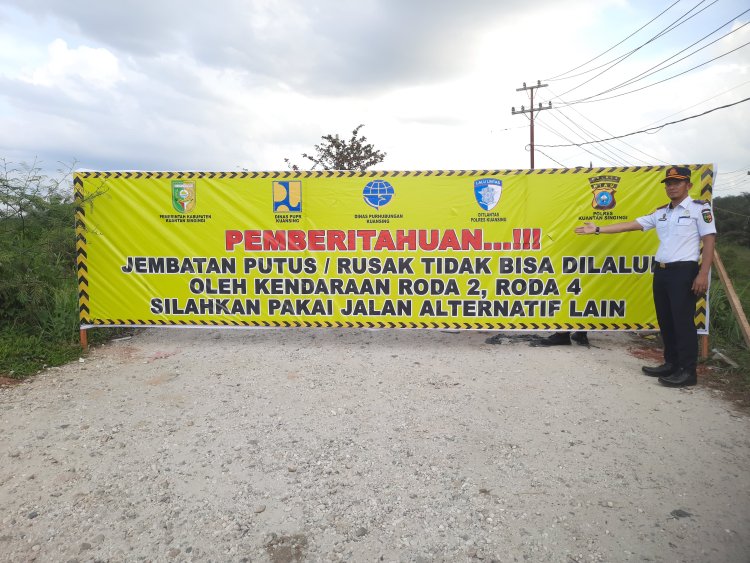 Dishub Kuansing Tutup Total Jembatan Sungai Lintang Sentajo Raya