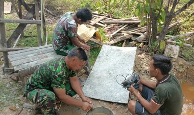 Fokus Perbaikan Mata Ketam, Satgas TMMD ke-127 Kodim 0301/Pekanbaru Tingkatkan Kualitas Rumah Anismar