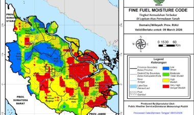Prakiraan Cuaca Riau 9 Maret 2026, BMKG Ungkap Hujan Ringan di Sebagian Wilayah, Ada 27 Titik Panas di Bumi Lancang Kuning