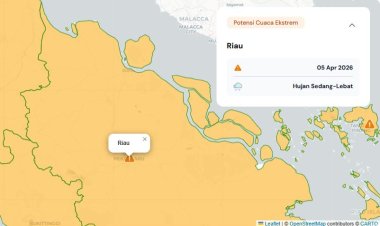 Prakiraan Cuaca Riau 5 April 2026, BMKG Terbitkan Peringatan Dini Waspada Hujan Lebat Disertai Petir dan Angin Kencang Sore dan Malam Ini
