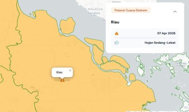 Prakiraan Cuaca Riau 7 April 2026, BMKG Terbitkan Peringatan Dini Waspada Hujan Lebat Disertai Petir dan Angin Kencang Hari Ini