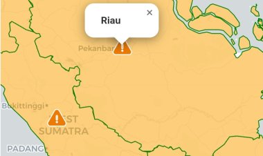 Prakiraan Cuaca Riau 24 April 2026, BMKG Terbitkan Peringatan Dini Waspada Hujan Lebat Disertai Petir dan Angin Kencang Sore dan Malam Hari