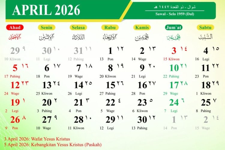 Daftar Tanggal Merah dan Libur Nasional April 2026, Ada Long Weekend!