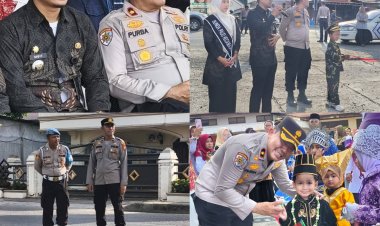 Kapolsek Ujung Batu Pimpin Pengamanan Karnaval TK dan PAUD Hardiknas