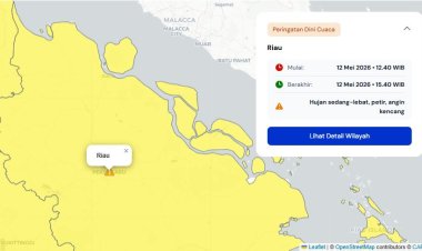 Prakiraan Cuaca Riau 12 Mei 2026, BMKG Terbitkan Peringatan Dini Waspada Hujan Lebat Disertai Petir dan Angin Kencang Siang Ini