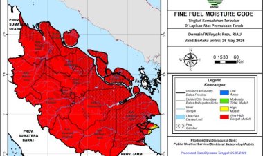 Prakiraan Cuaca Riau 26 Mei 2026, 8 Titik Panas Menyala di 4 Daerah, BMKG Ungkap Curah Hujan Ringan hingga Sedang