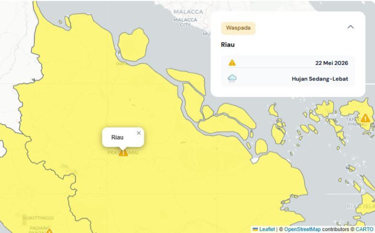 Prakiraan Cuaca Riau 22 Mei 2026, BMKG Ungkap Ada Hujan Ringan Bersifat Lokal di Sejumlah Daerah di Riau