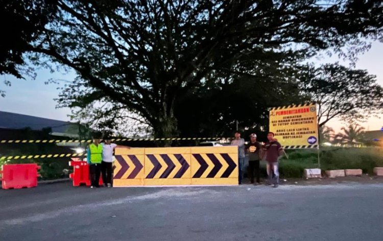 BPJN Riau Tutup Sementara Jembatan Danau Bingkuang Kampar, Lantai Naik 6-8 Cm