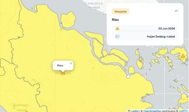 Prakiraan Cuaca Riau 2 Juni 2026, BMKG Terbitkan Peringatan Dini Waspada Hujan Lebat Disertai Petir dan Angin Kencang Malam Hari