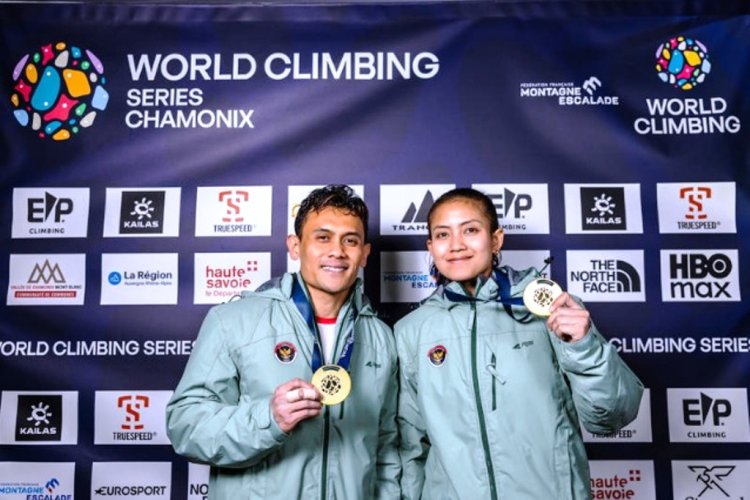 Desak Made Rita Kusuma Dewi dan Veddriq Leonardo Kawinkan Emas Speed Perorangan di World Climbing Series Chamonix Prancis