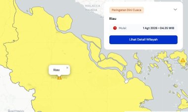 Prakiraan Cuaca Riau 1 Agustus 2026, Peringatan Dini BMKG Waspada Hujan Lebat Disertai Petir dan Angin Kencang Hari Ini