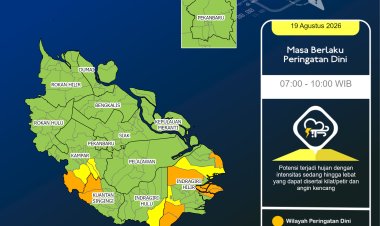 Peringatan Dini Cuaca Wilayah Riau 19 Agustus 2026, BMKG Ungkap Potensi Hujan Lebat Disertai Petir dan Angin Kencang Pagi Ini
