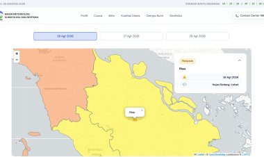 Prakiraan Cuaca Riau 26 Agustus 2026, Peringatan Dini BMKG Waspada Hujan Lebat Disertai Petir dan Angin Kencang Malam Hari