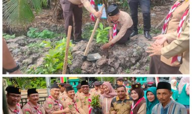Tanam Bibit Pohon hingga Benahi Lapangan Voli, Kwarcab Pekanbaru Hadir di Limbungan