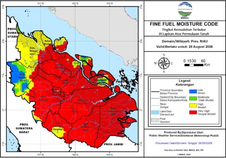 67 Titik Panas Menyala di Riau, Terbanyak di Pelalawan 50 Hotspot, Tim Gabungan Padamkan Karhutla 10 Ha di Kerumutan