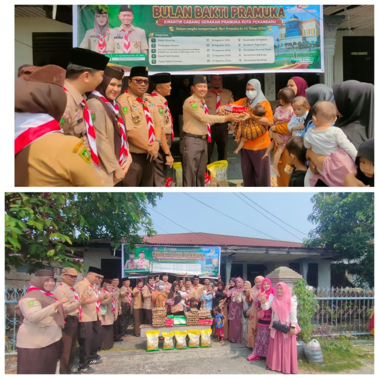 Pramuka Peduli Stunting, Kwarcab Pekanbaru Salurkan Bantuan untuk Lima Keluarga di Senapelan