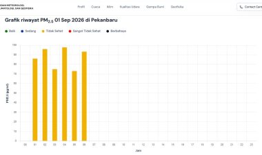 Kualitas Udara Pekanbaru 1 September 2026 Tidak Sehat, Masih Ada 10 Titik Panas Menyala di Riau