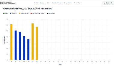 Kualitas Udara Pekanbaru 3 September 2026 Tidak Sehat, 113 Titik Panas Menyala di Riau