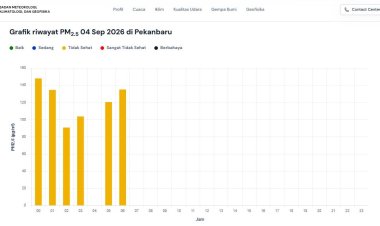 Kualitas Udara Pekanbaru 4 September 2026 Tidak Sehat, 234 Titik Panas Menyala di Riau