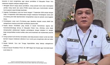 Siswa Rohul Kembali PJJ 17–19 September 2026, Kadisdikpora Imbau Siswa Tetap di Rumah