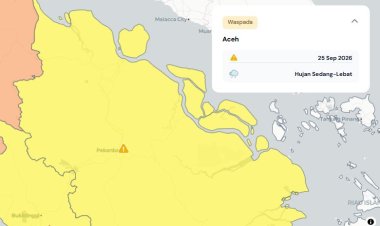 Prakiraan Cuaca Riau 25 September 2026, Peringatan Dini BMKG Waspada Hujan Lebat Disertai Petir dan Angin Kencang Sore atau Malam Hari