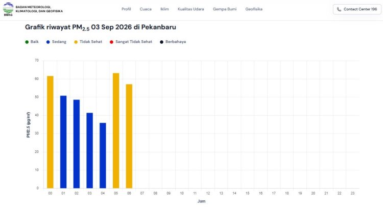 Kualitas Udara Pekanbaru 3 September 2026 Tidak Sehat, 113 Titik Panas Menyala, Tak Ada Hujan di Riau Hari Ini