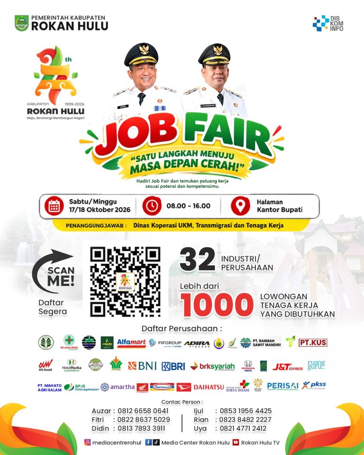Pemkab Rokan Hulu Buka Pendaftaran Online Job Fair 2026, Sediakan Peluang Kerja Bagi Lulusan SMA hingga S1