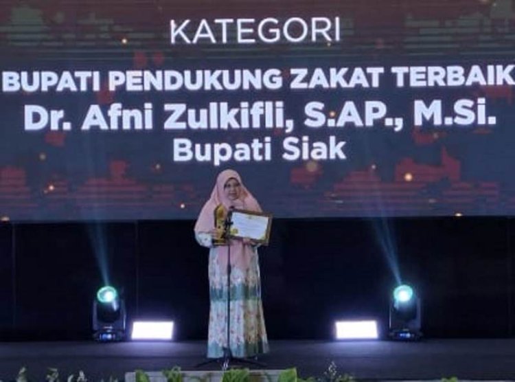 Bupati Siak Afni Zulkifli Masuk Top 5 Bupati Pendukung Zakat Terbaik di Indonesia